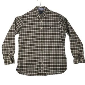 Ralph Lauren Mens Blue White Green Plaid‎ Long Sleeve Button Front Shirt, M